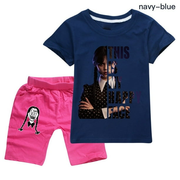 Conjunto de ropa de verano para niñas 100% algodón, ropa deportiva para niños, camiseta de 2 piezas y pantalones cortos zhangyuxiang LED