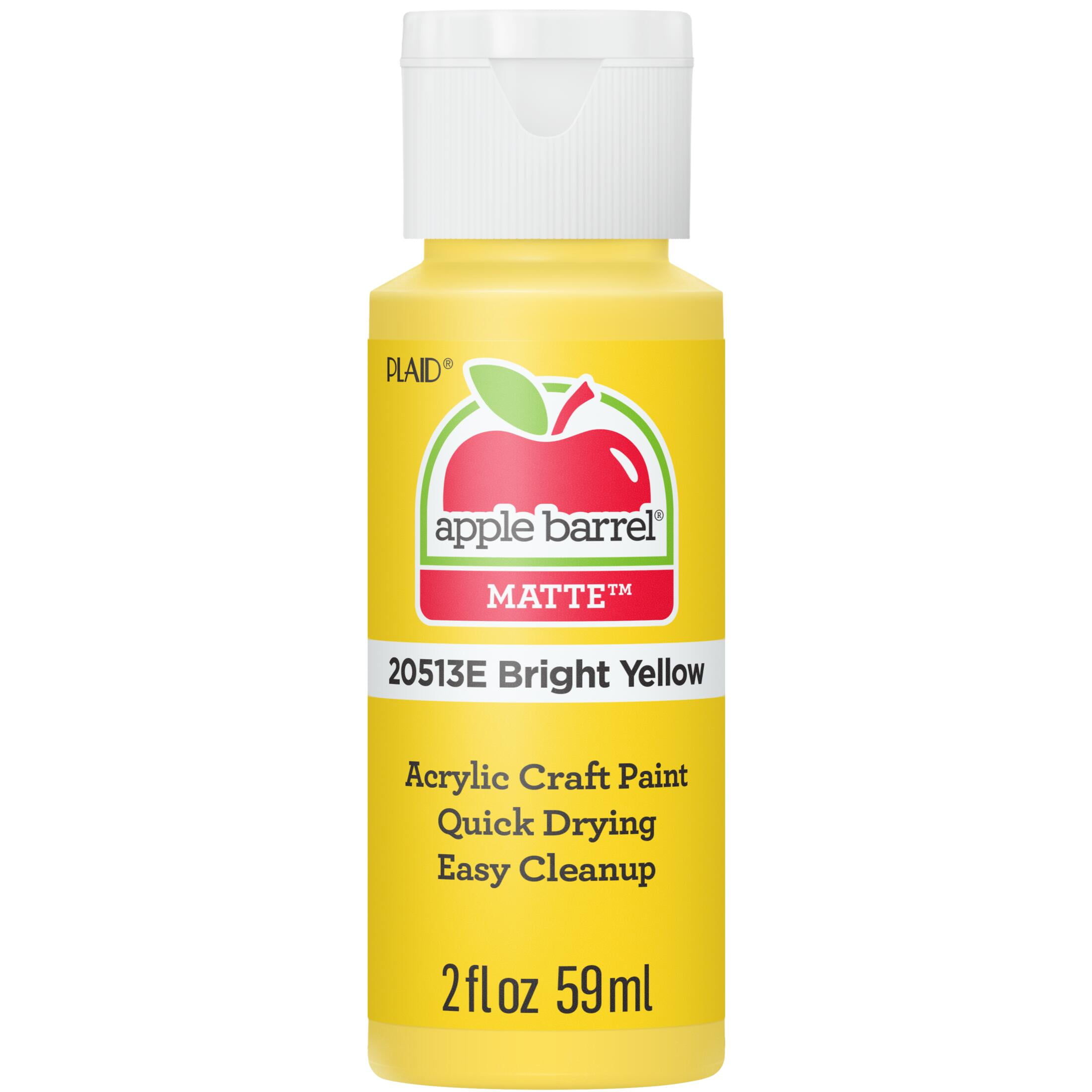 (8 pack) Apple Barrel Acrylic Craft Paint, Matte Finish, Bright Yellow, 2 fl oz