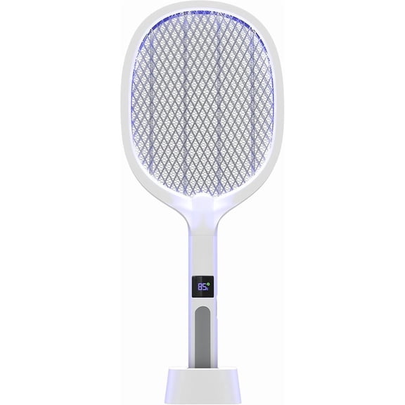 2 in 1 Electric Bug Zapper, Mosquitoes Trap Lamp & Racket, USB Rechargeable Electric Fly Swatter for Home and Outdoor Powerful Grid 3-Layer Safety Mesh Safe to Touch