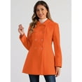 thumbnail image 2 of DARING DIVA Women's Peter Pan Collar Double Breasted Winter Trench Coat Orange S, 2 of 6
