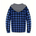 thumbnail image 7 of Men's Fashion Trend Checkered Hooded Sportswear, Casual Long Sleeve Sweatshirt, Street Style Top for Urban Outings, Christmas, Fall Winter, Stylish Daily Wear,Blue,L, 7 of 7