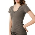 thumbnail image 2 of FcBaudy Hauts pour Femmes, Chemises pour Femmes, Blouses à Manches Courtes et Col Rond & Chemises Décontractées pour Femmes, Blouse à Manches Courtes à Capuche et Col Rond, T-shirt en polyester pour Femmes, 2 of 7