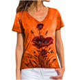 thumbnail image 2 of Puntoco - Camiseta de manga corta con cuello en V y estampado floral suelto para mujer Puntoco Puntoco-1261, 2 of 4