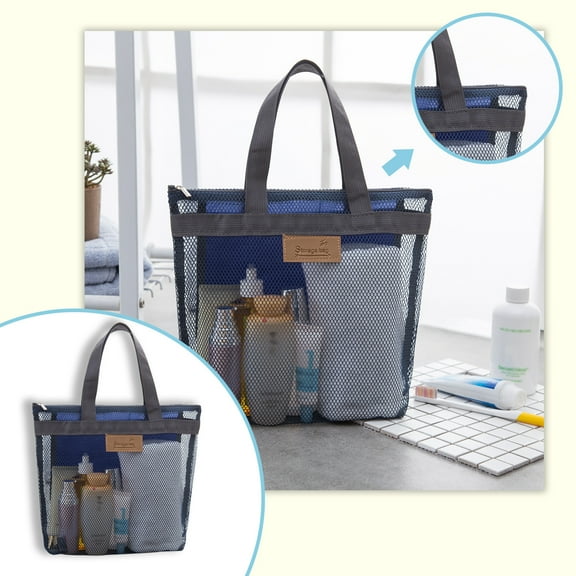 Outdoor Mesh Beach Bag Outdoor Wash Swimming Bag Mesh Bag Travel Bag/ Supply Travel Beach Bag Storage Bag Toiletries Swimming Bag Navy Blue