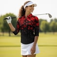 thumbnail image 4 of Uorisanigo Valentine's Day Heart Long Sleeve Golf Polo Shirts for Women Versatile Comfortable 3/4 Roll Sleeve Athletic Polo Workout Tops Fashion Workout Sports Daily Wear with Zipper, 4 of 7