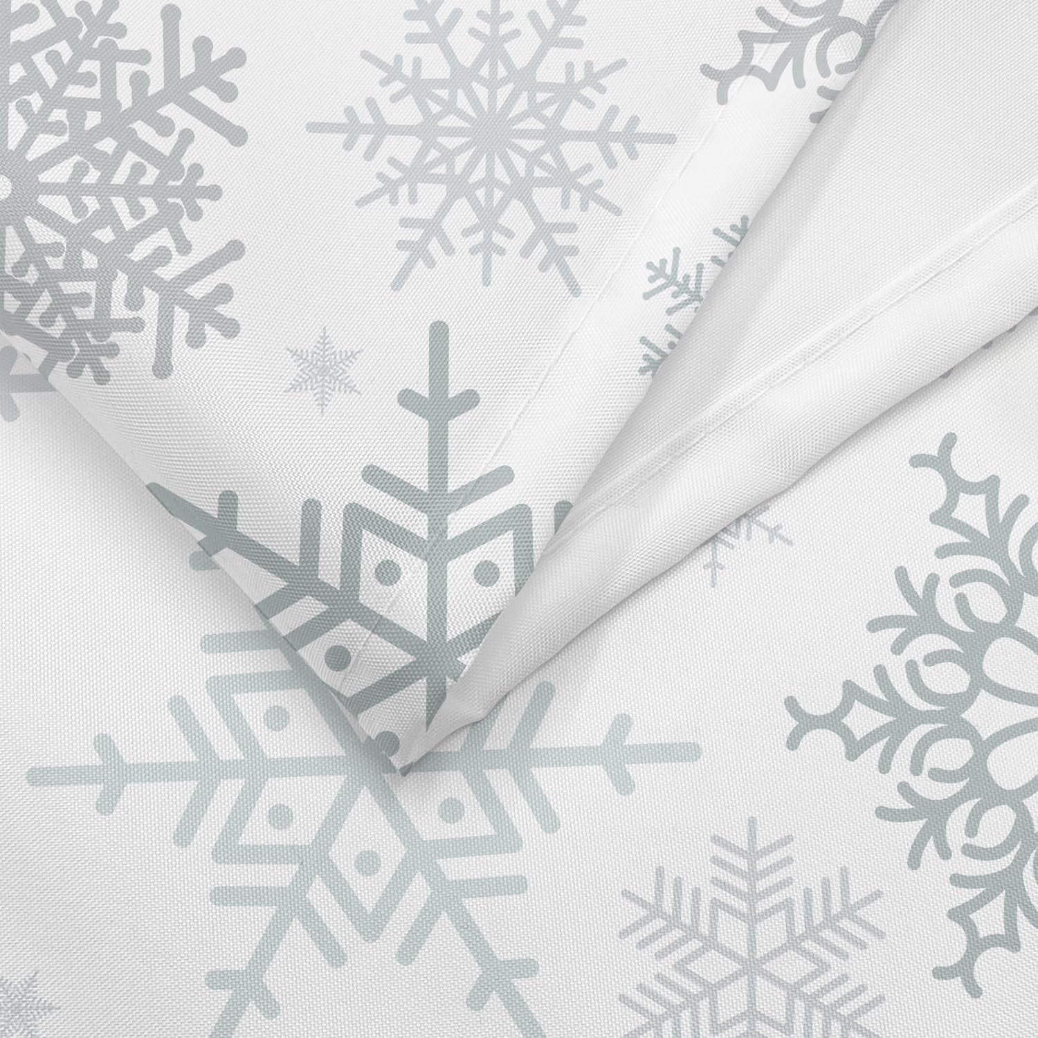 White Christmas Snowflake Shower Curtain, Winter Merry Xmas Funny Outside Holiday Pattern Bathroom Decor, Waterproof Cloth Fabric Bath Curtain with Hooks 72 x 72 inch