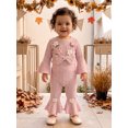 thumbnail image 6 of RUINIXCW Baby Girls Fall Outfits Long Sleeve Floral Embroidery Romper Flared Pants, 6 of 8