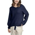 thumbnail image 2 of TrendVibe365 Knitted Sweater Women Plus Size Round Neck Pullover Long Sleeve Top Plain Tee Shirt Oversized Cable Knit Outfits Casual Dressy Bodysuit Clothes Navy L, 2 of 5
