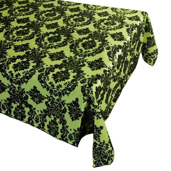 Flocking Damask Taffeta Tablecloth Lime Green