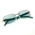 thumbnail image 6 of Luxury Silver Frame Unisex Rectangular Rimless Turquoise Tint Lens Retro 90's Stylish Leopard Head Hip Hop Sun Glasses Frameless Square Buffs Summer Shades Sunglasses, 6 of 7