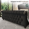 thumbnail image 5 of VanAcc California King Size Platform Bed Frame, Velvet Upholstered Sleigh Bed with Scroll Wingback Headboard & Footboard/Button Tufted, Black, 5 of 9