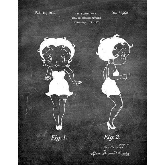 Original Betty Boop Artwork Submitted In 1932 - Toys and Games - Patent Art Print