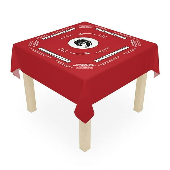 Red Mahjong game Tablecloth - Mahjong with rules written on the tablecloth, dark red design mahjong tablecloth, great for beginners