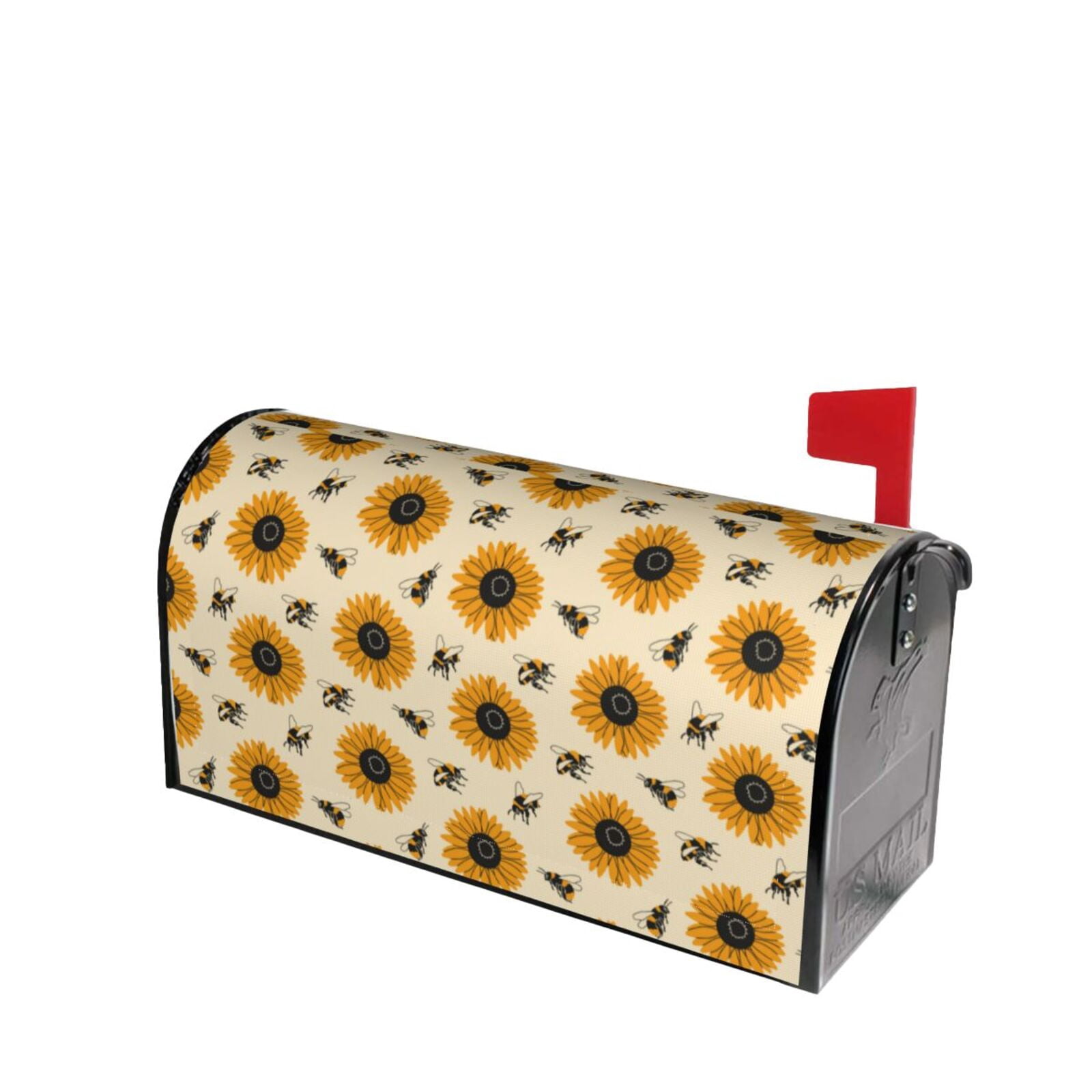 Xecao Sunflowers And Bee for Mailbox Cover with Magnetic Strips, Waterproof and Sunscreen, Adds a Decorative Touch to Your Garden Yard.