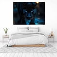 thumbnail image 6 of Mudket Blue Eyed Black Panther Night Scene Canvas Wall Art, Moody Modern Wildlife Cool Posters Print Waterproof Canvas for Man Cave Office Living Room Home Decor, Framed Ready to Hang - 12"L x 8"W, 6 of 9