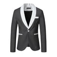 thumbnail image 2 of UVEASISHA Mens Blazer Slim Fit Casual Business Formal Suit Jackets Contrast Collar Stylish Office Jacket One Button Formal Suits with Pockets Sales Today,Gray,XL, 2 of 9