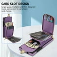 thumbnail image 2 of ELEHOLD Crossbody Wallet Case for Samsung Galaxy S23 Ultra,Premium Leather Case with Card Holders Zipper Pocket Metal Snap Stand Function Detachable Shoulder Strap Luxury Case for Women,Purple, 2 of 8