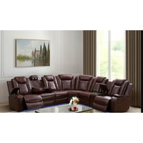 Red Breathing Leather 3-Piece Living Room Recliner Sofa