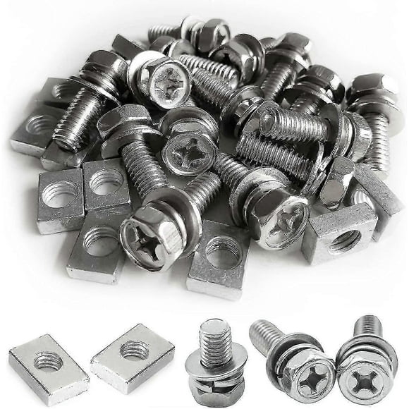 15 Set M6x16mm Motorcycle Battery Terminal Screws And Nuts Stainless Steel M6 Bolt Square Nut Kit Motorcycle Battery Screw And Nut For Atv Bike Scoote