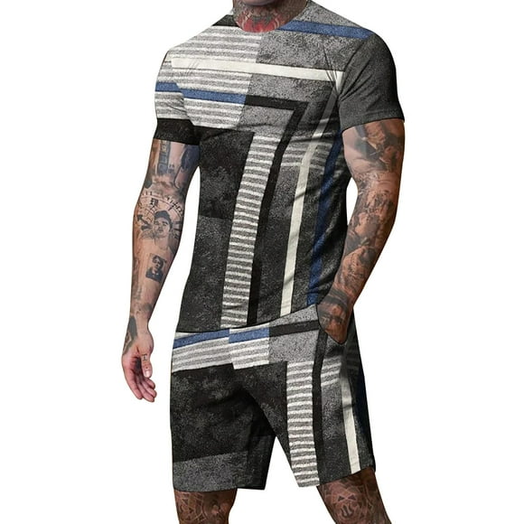MSJUHEG Workout Sets For Women Graphic Tees Men'S Quick Dry 3D Short Sleeve Suit Shorts Beach Tropical Hawaiianss Body Sports Shorts Suit Sports Suit Lounge Sets For Women Gray Xxl