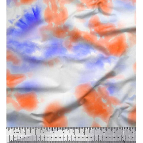 Soimoi Cotton Duck Fabric Tree,Snowman & Reindeer Tie-Dye Printed Craft Fabric by The Yard 42 Inch Wide