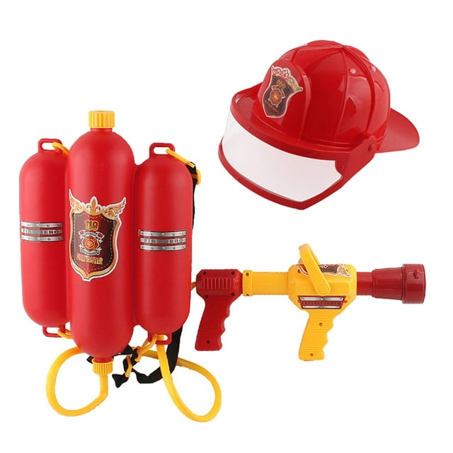 Juego de juguetes de agua con pulverizador de bomberos para actividades al libre, correa de hombro ajustable, pulverizador de agua para niños,