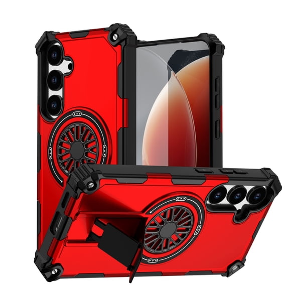 ELEHOLD Magnetic Case for Samsung Galaxy S26, Shockproof Drop Protection Case with Kickstand, Compatible Wireless Charging, Red