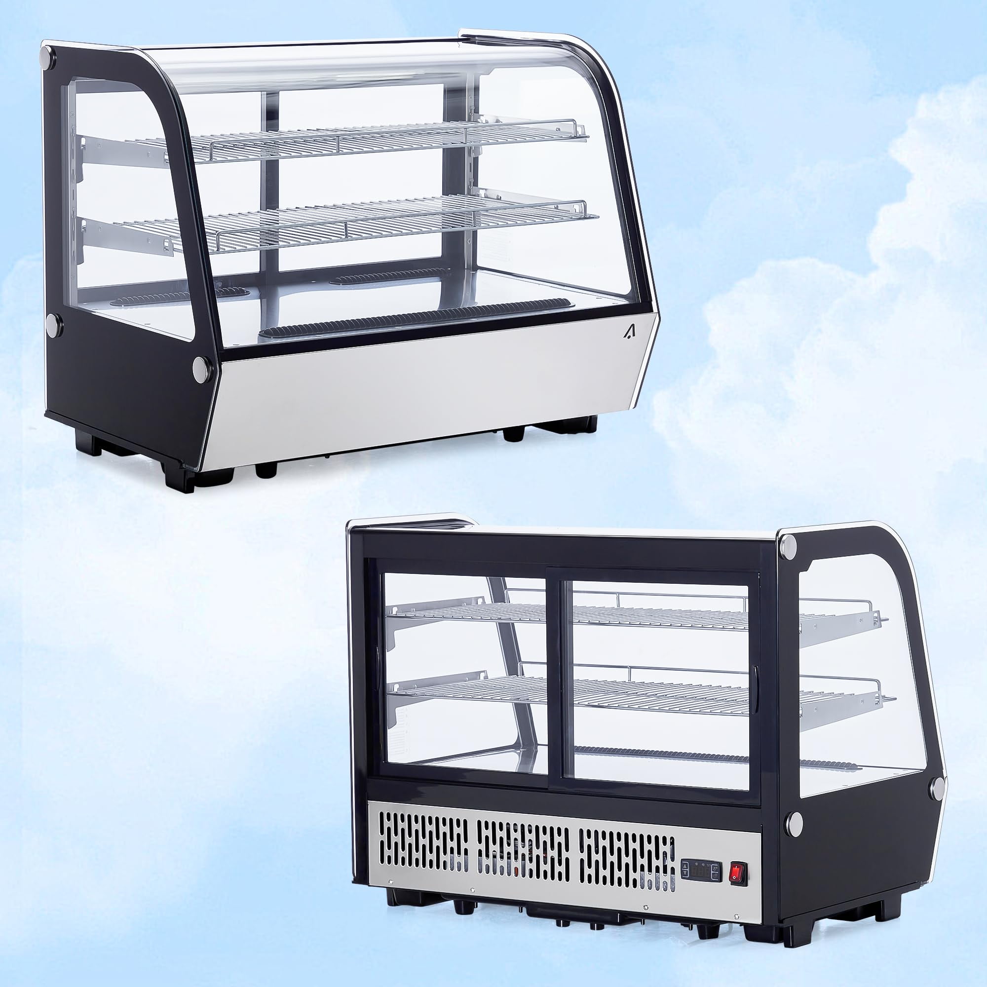 Commercial Cake Display Refrigerator 4.6 Cu.Ft With Led Lighting, Double-Layer  Countertop Refrigerator Display Case, Pastry Display Case,110V