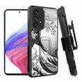 thumbnail image 1 of ANJ+ Rugged Shockproof Hoster Case w/Card Slot, Kickstand + Tempered Glass Cover for Samsung Galaxy A33 5G - Japanese Tsunami, 1 of 5