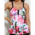 thumbnail image 3 of Charmo Women's Flowy V Neck Adjustable Straps Tankini Tops Padded Bathing Suit (No Bottoms）, 3 of 6