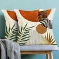 thumbnail image 5 of Boho Pillow Covers 16x16 Set of 2 Abstract Green Orange Gold Sunset Throw Pillow Covers Outdoor Decor Mid Century Bohemian Style Tropical Leaf Pillowcase Farmhouse Cushion Case for Home Couch, 5 of 6