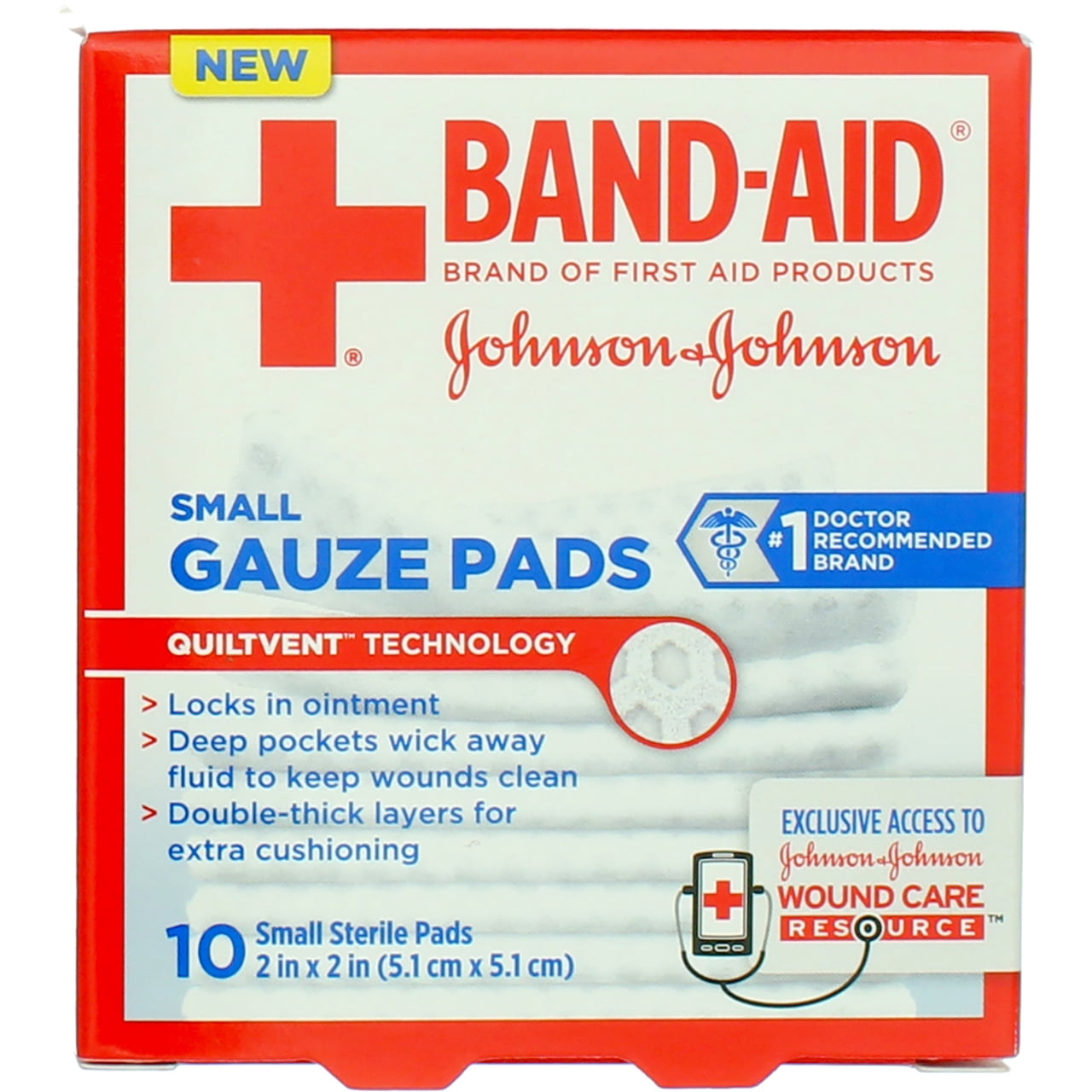 Band-Aid Brand Cushion Care Gauze Pads, Small, 2 in x 2 in, 10 ct (Pack of 6)