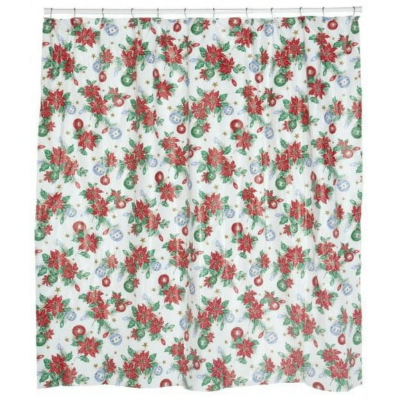 Carnation Home Fashions Poinsettia Vinyl 72" by 72" Shower Curtain