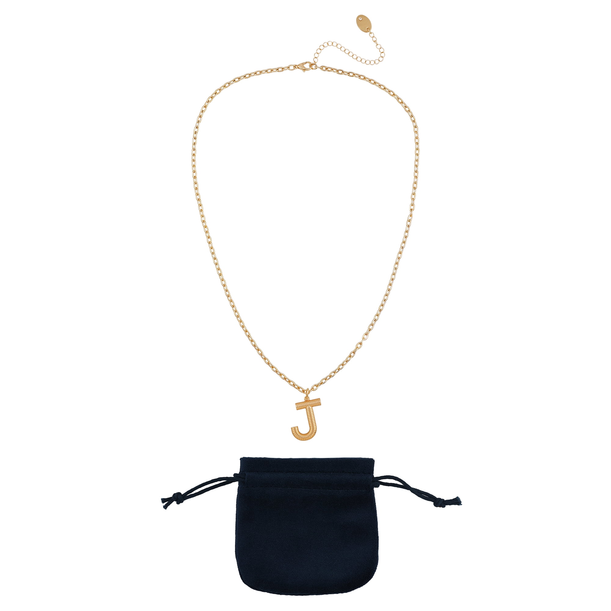Time and Tru Women's Goldtone Initial J Necklace with Giftable Pouch