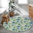 thumbnail image 3 of Blue Green Botanical Round Area Rug 3Ft Washable Small Circle Rugs for Kitchen Entryway, Spring Floral Summer Rustic Non-Slip Carpet Floor Mats Indoor Outdoor Carpet Runner Aesthetic Home Decor, 3 of 8