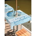 thumbnail image 2 of Outdoor Tablecloth with Umbrella Hole for Patio/Picnic/Party/Camping, Summer Marine Shell Waterproof Table Cloth Square Cover Washable, Watercolor Ocean Shell Ombre Blue (60"x 60"), 2 of 8
