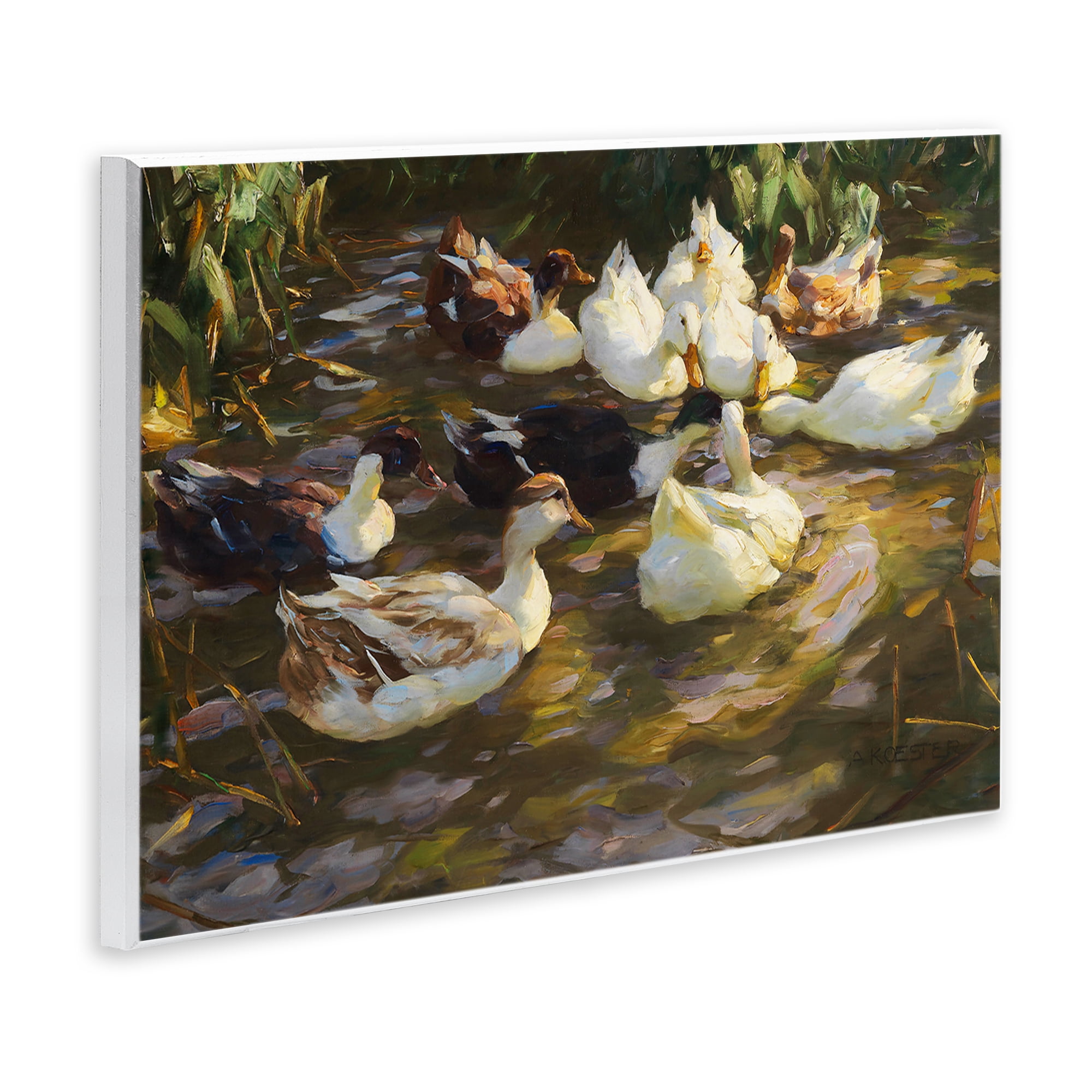 Stupell Industries Ducks in Flowing River Landscape Painting Unframed Art Print Wall Art, 15 x 10