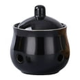 thumbnail image 2 of veasfak Garlic Keeper Ceramic Container Keep Your Garlic Cloves Fresh Ventilated for Countertop Ginger Saver for Countertop Kitchen Black, 2 of 9