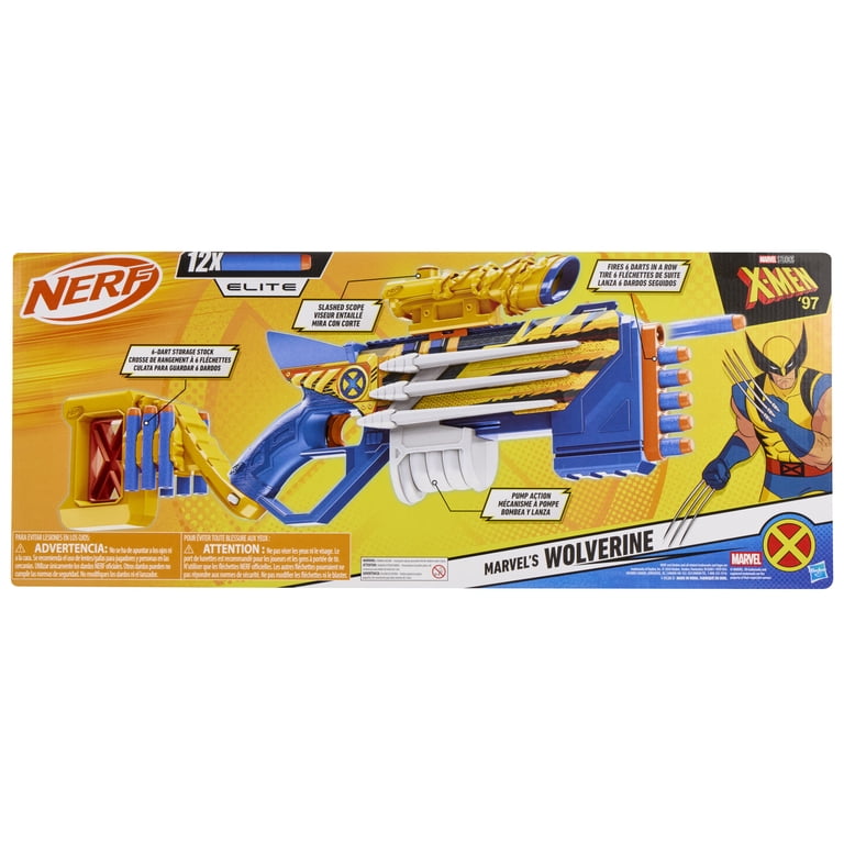 Nerf Marvel Wolverine Blaster with Scope & Dart Storage, 12 Nerf