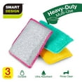 thumbnail image 2 of Smart Design Scrub Sponge with Bamboo Odorless Rayon Fiber - Set of 3 - Ultra Absorbent - Soft and Metallic Scrub - Cleaning, Dishes, and Hard Stains - Kitchen - Heavy Duty - Yellow, Green, Pink, 2 of 7