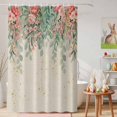 thumbnail image 6 of Shower Curtain Pink Rose Green Eucalyptus Leaves Shower Curtains for Bathroom Decor, Waterproof Polyester Shower Curtain Set with Hooks, Small Stall Size 36" x 72" Linen Texture, 6 of 9