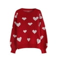 thumbnail image 3 of Sweaters for Women Crewneck Cute Heart Knitted Sweaters Winter Warm Pullover Sweaters Alsol Lamesa, 3 of 6