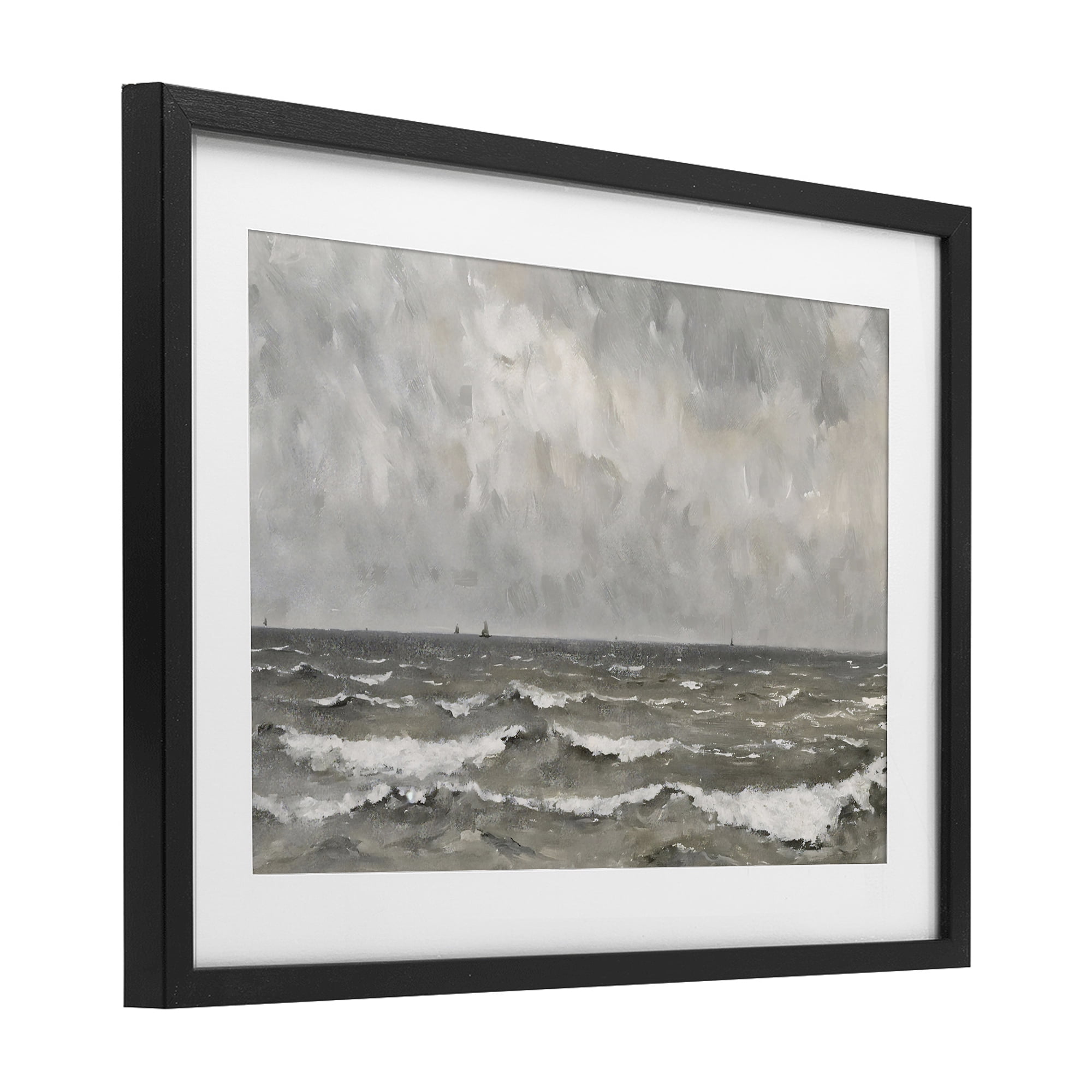 Stupell Industries Stormy Ripples at Sea Black Framed Print Under Glass, design by Jacky Ngan