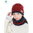 thumbnail image 5 of Deago Kids Winter Hat and Scarf Set Warm Knit Beanie Cap and Circle Scarf with Fleece Lining for Children Boys Girls (Red), 5 of 7