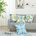 thumbnail image 2 of Blue Throw Pillow Covers 18x18 Set of 4 Blue and Yellow Floral Printed and Farmhouse Retro Decorative Throw Pillow Cushion Covers for Sofa Bed Indoors Home Decor, 2 of 5