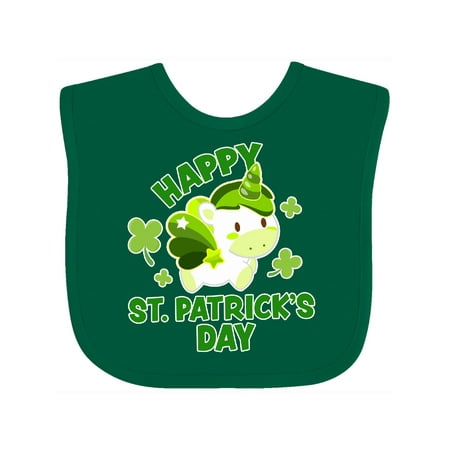 

Inktastic Happy St Patricks Day with Green Unicorn Gift Baby Boy or Baby Girl Bib