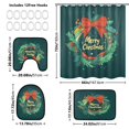 thumbnail image 4 of 4-Piece Bathroom Set with Waterproof Shower Curtain with Non-Slip Bath Mat, U-Shaped Mat & Toilet Lid Cover Christmas Wreath with A Bow, 4 of 8