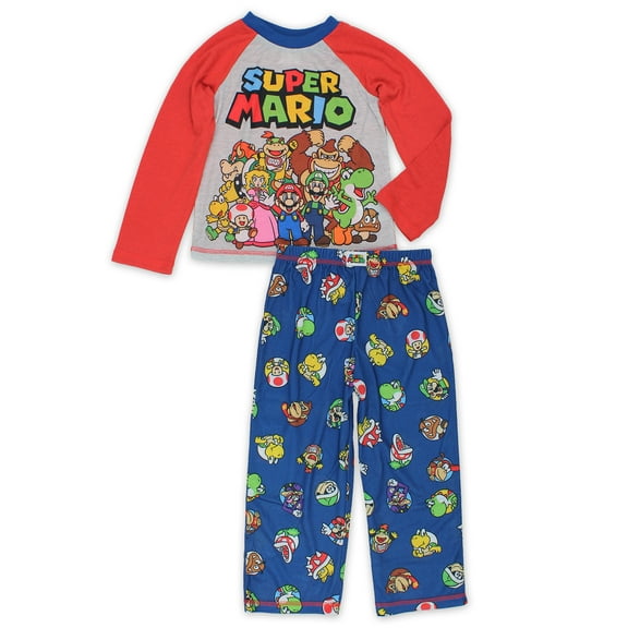Super Mario Brothers Boys Long Sleeve Shirt and Pants Pajamas Set K204611MA