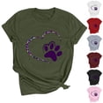 thumbnail image 1 of QIPOPIQ T-Shirt Amour des Pattes T-Shirts Amatrice de Chiens pour Femmes T-Shirt Empreinte de Patte Cœur T-Shirt Mignon Maman de Chien T-Shirt à Manches Courtes Hauts Liquidation, 1 of 3