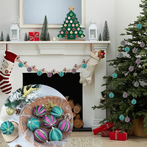 Teal Christmas Ornaments - Turquoise Holiday Decoration Hanging Glitter Sequin Foam Ball Ornaments For Seasonal Christmas Tree And Party Display